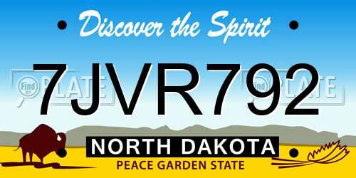 7JVR792 North Dakota License Plate