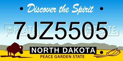 7JZ5505 North Dakota License Plate