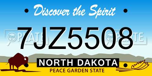 7JZ5508 North Dakota License Plate