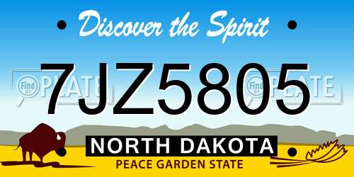 7JZ5805 North Dakota License Plate