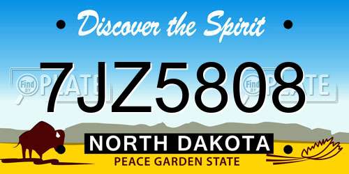 7JZ5808 North Dakota License Plate