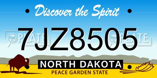 7JZ8505 North Dakota License Plate