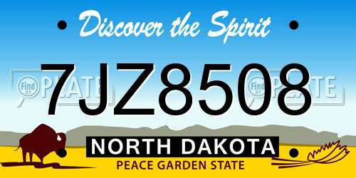 7JZ8508 North Dakota License Plate