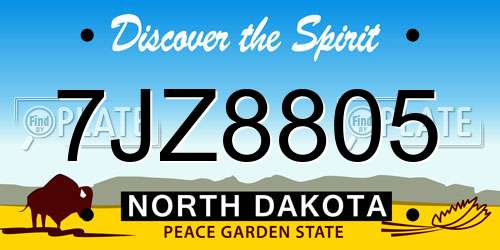 7JZ8805 North Dakota License Plate