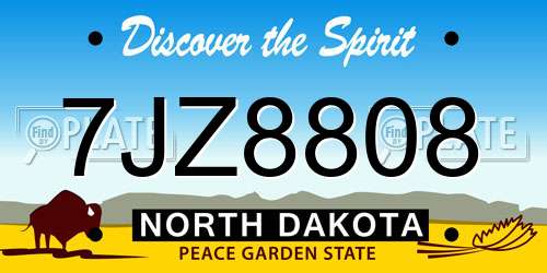 7JZ8808 North Dakota License Plate