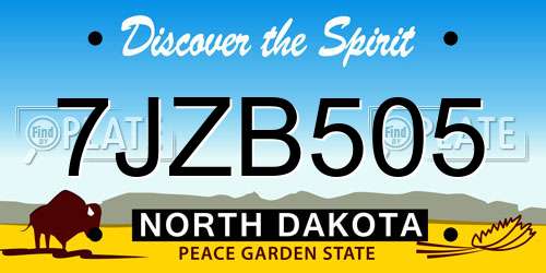 7JZB505 North Dakota License Plate