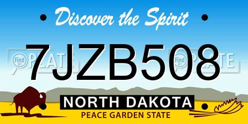 7JZB508 North Dakota License Plate