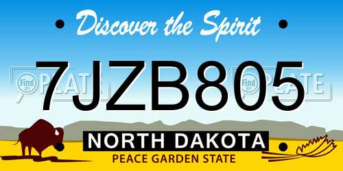 7JZB805 North Dakota License Plate