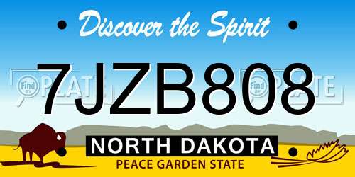 7JZB808 North Dakota License Plate