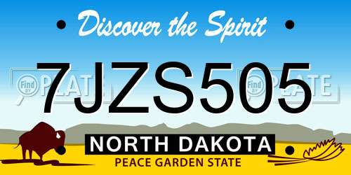 7JZS505 North Dakota License Plate