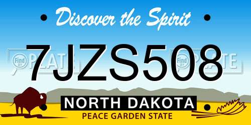 7JZS508 North Dakota License Plate