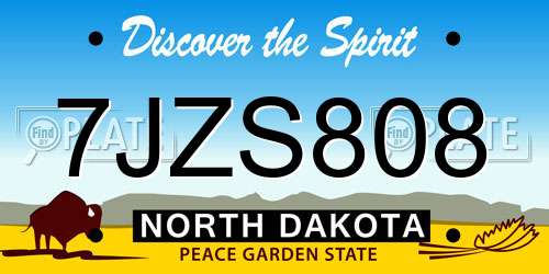 7JZS808 North Dakota License Plate