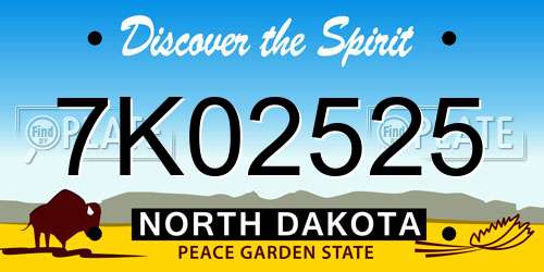 7K02525 North Dakota License Plate
