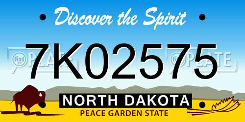 7K02575 North Dakota License Plate
