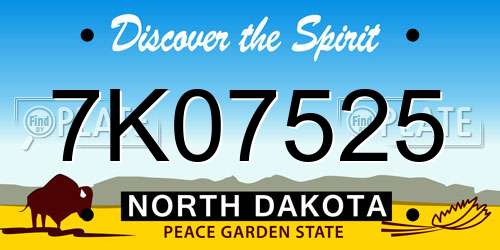 7K07525 North Dakota License Plate