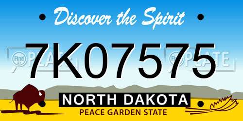 7K07575 North Dakota License Plate
