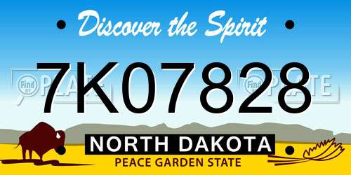7K07828 North Dakota License Plate