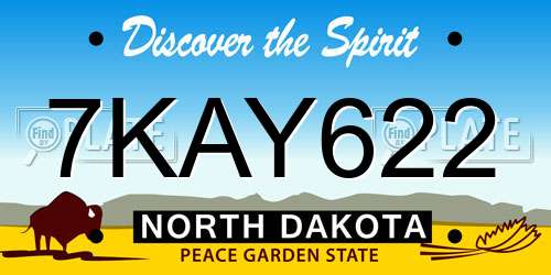 7KAY622 North Dakota License Plate