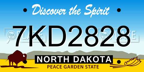 7KD2828 North Dakota License Plate