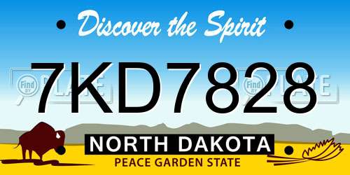 7KD7828 North Dakota License Plate