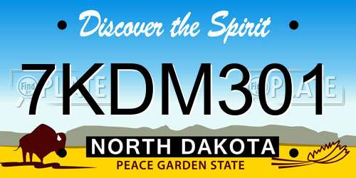 7KDM301 North Dakota License Plate