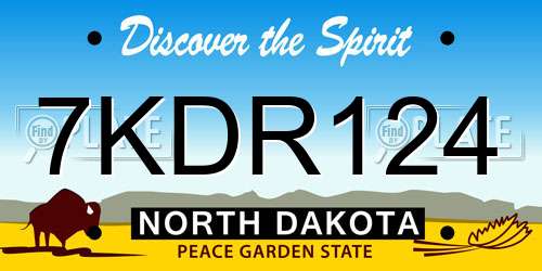 7KDR124 North Dakota License Plate