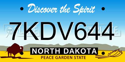 7KDV644 North Dakota License Plate