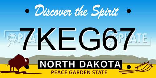 7KEG67 North Dakota License Plate