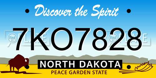 7KO7828 North Dakota License Plate