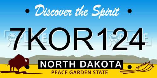 7KOR124 North Dakota License Plate