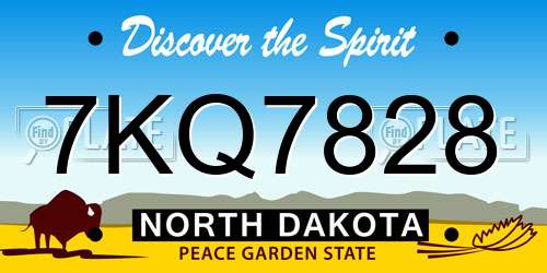 7KQ7828 North Dakota License Plate