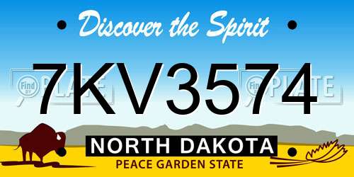 7KV3574 North Dakota License Plate