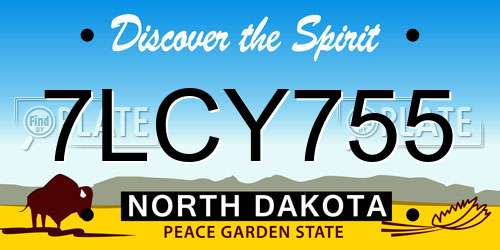 7LCY755 North Dakota License Plate