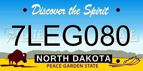 7LEG080 North Dakota License Plate