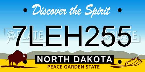 7LEH255 North Dakota License Plate