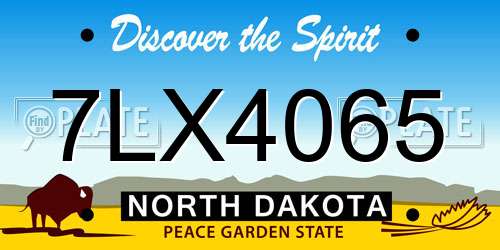 7LX4065 North Dakota License Plate