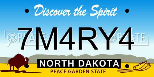7M4RY4 North Dakota License Plate