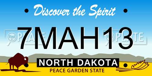 7MAH13 North Dakota License Plate