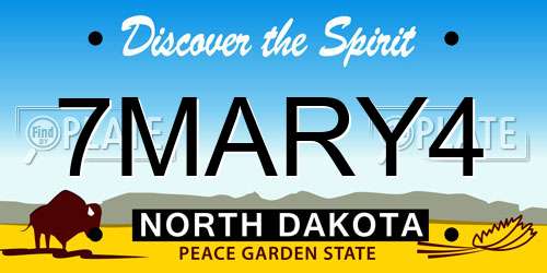 7MARY4 North Dakota License Plate