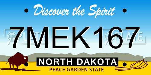 7MEK167 North Dakota License Plate