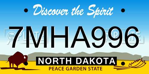 7MHA996 North Dakota License Plate