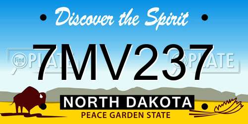 7MV237 North Dakota License Plate