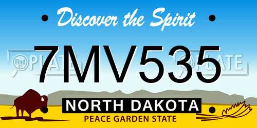 7MV535 North Dakota License Plate