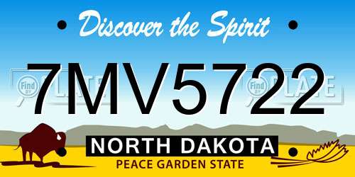 7MV5722 North Dakota License Plate