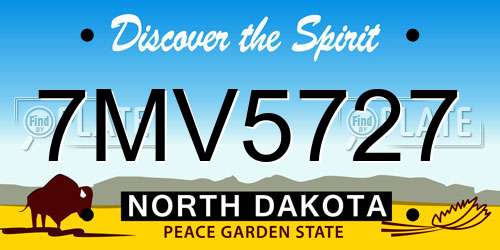 7MV5727 North Dakota License Plate