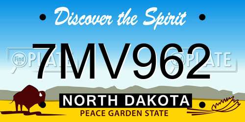 7MV962 North Dakota License Plate