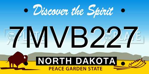 7MVB227 North Dakota License Plate