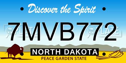 7MVB772 North Dakota License Plate