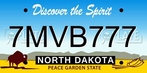 7MVB777 North Dakota License Plate