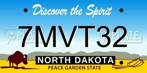 7MVT32 North Dakota License Plate